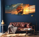 Pirate Ship Sunset Wall Frame