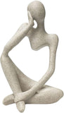 Abstract Stone-Look Thinking Woman Statue