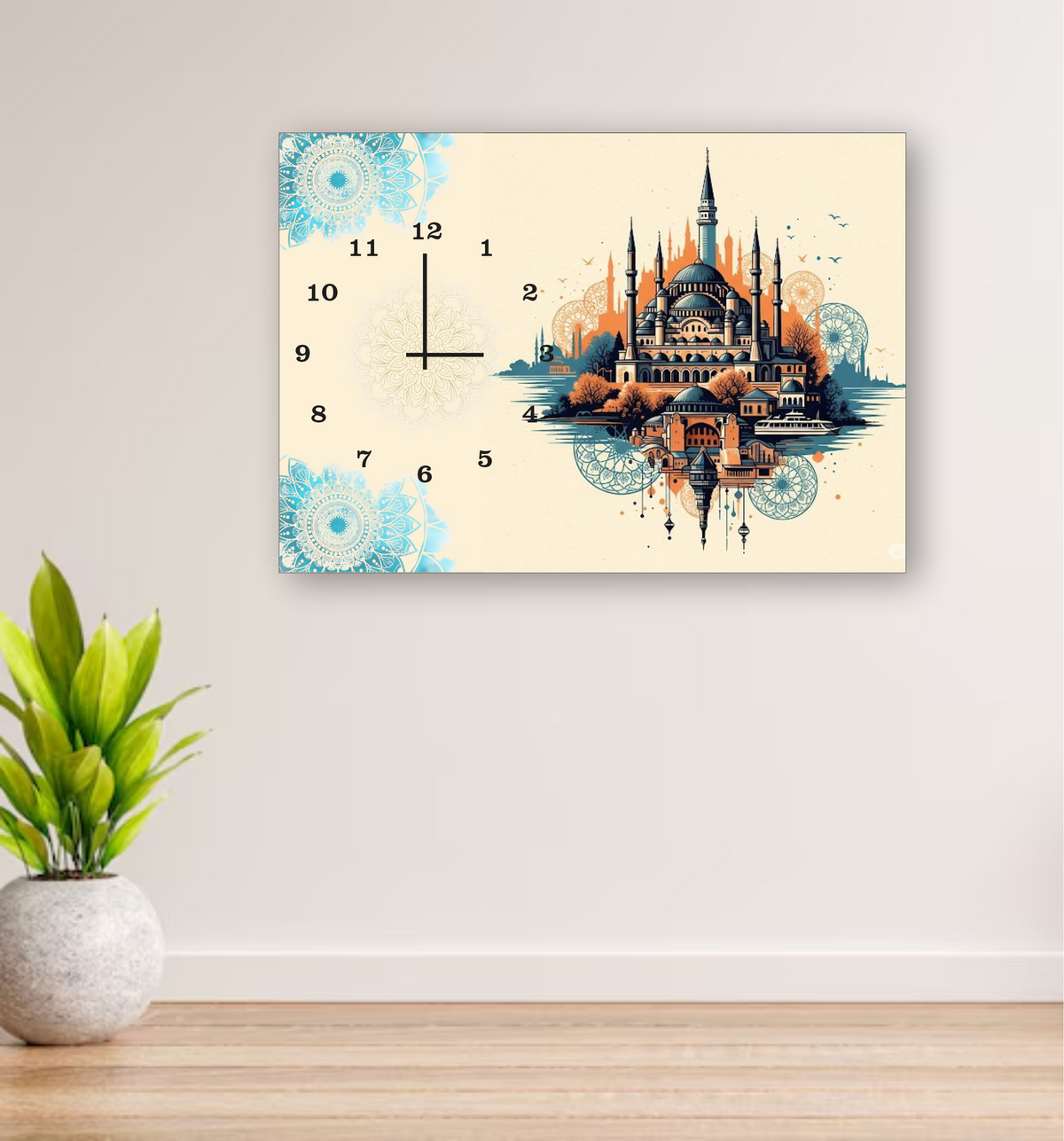 Blue Mosque Wooden Wall Clock