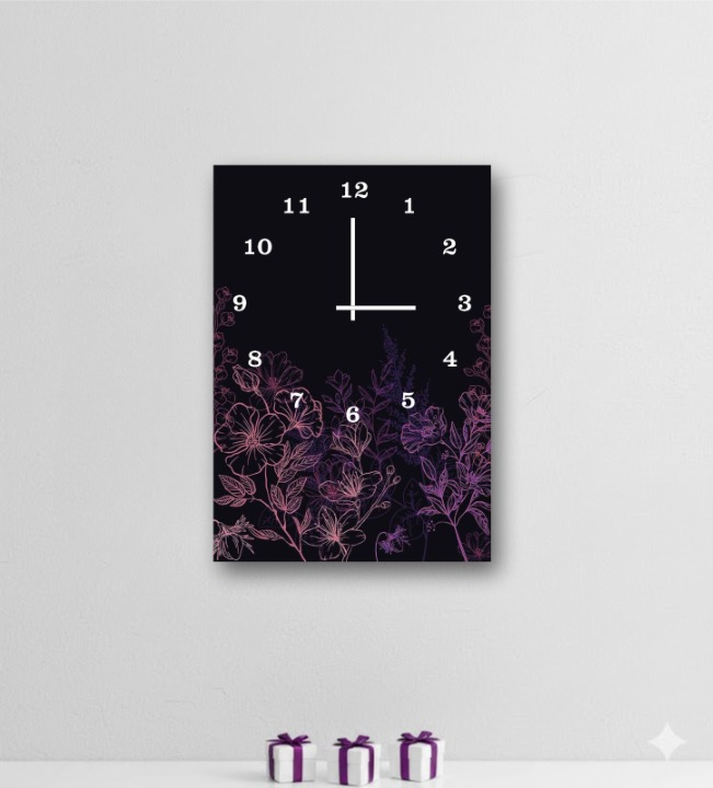 Elegant Floral Wooden Wall Clock